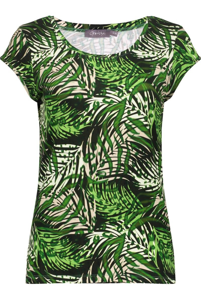 KATE T SHIRT MET PATROON 52446 60 000530 GREEN/OFF-WHITE